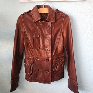 Anthropologie Idra leather double breasted coastal nights jacket